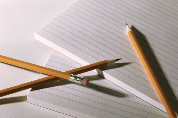 pencils and paper tablets