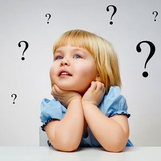 child with question marks around head