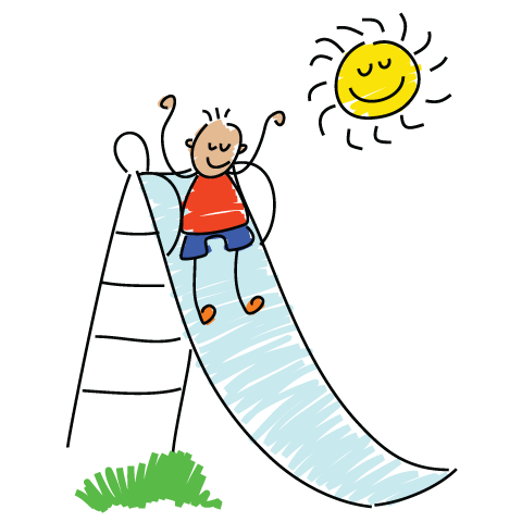drawing of child on slide