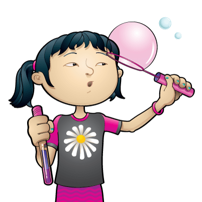 cartoon of child with bubbles