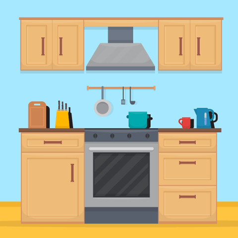 drawing of a kitchen