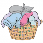 drawing of a basket with laundry
