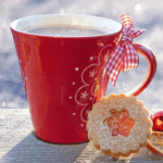 red mug with cookie