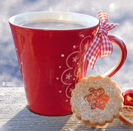 red mug with cookie